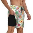 thumbnail image 3 of Picia Turtle Flower pattern Mens Swim Trunks with Compression Liner Stretch Beach Shorts Quick Dry with Zipper Pockets No-Chafing Board Shorts-X-Large, 3 of 9
