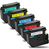 GREENCYCLE 5PK Compatible for Brother P-touch MK231 MK431 MK531 MK631 MK731 0.47'' 12mm Black on Color Label Maker Tape