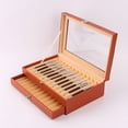 thumbnail image 4 of Cateissary Caja de almacenamiento organizada con ranuras para exhibición de bolígrafos, solución de almacenamiento, regalo para estudiantes, Carpetas de archivos café, 4 of 6