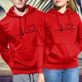 thumbnail image 1 of Floleo Clearance Fall Clothes For Women Men's And Women's Valentine's Day Heart Print Loose Pullover Hooded Sweatshirt Red, 1 of 9