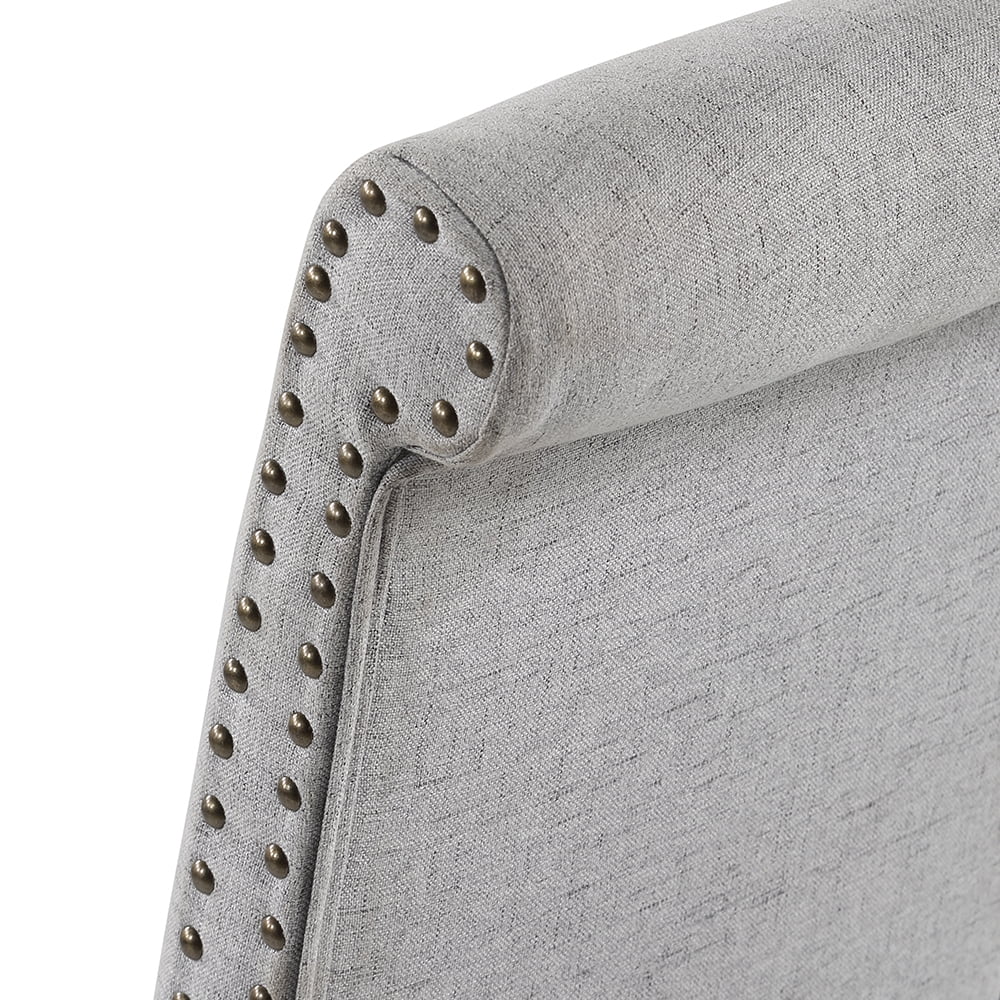 Kepooman 2 PCS Modern Fabric Dining Chairs with High Back & Wood Legs for Living Room, Gray