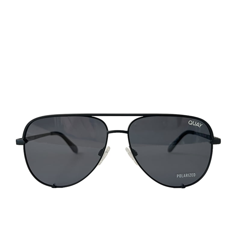 Quay Australia Black Aviator Sunglasses with Gradient Smoke Lenses HIGH KEY MINI Classic Aviator Sunglasses with Wire Frame – QUAY main image 3