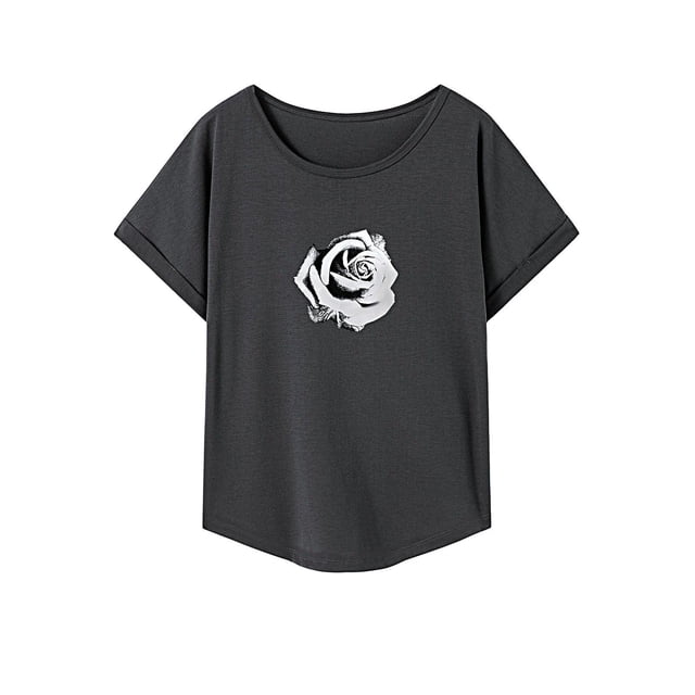 Camiseta de mujer verano elegante suave cuello redondo camiseta para ir de compras Camping mujer L