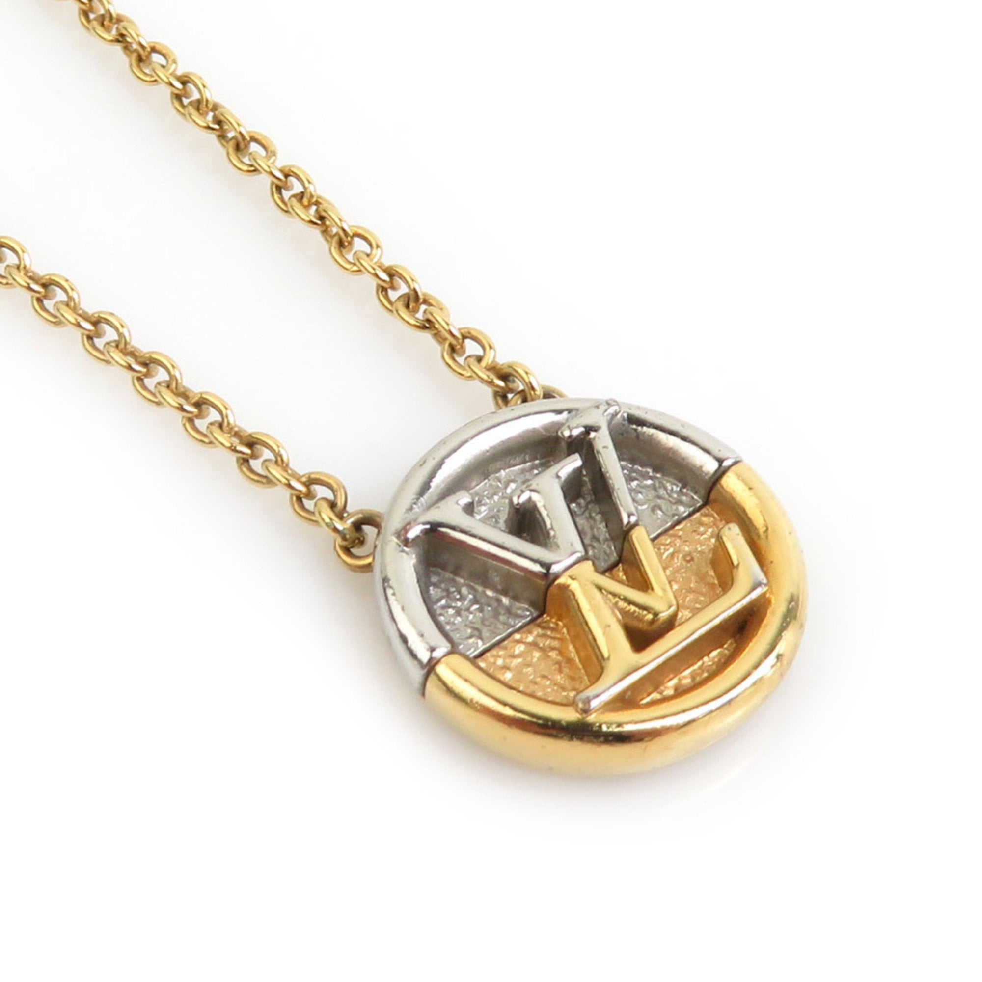 Pre-Owned Louis Vuitton LOUIS VUITTON Necklace Collier LtoV Metal Gold x Silver Men's... (Good)