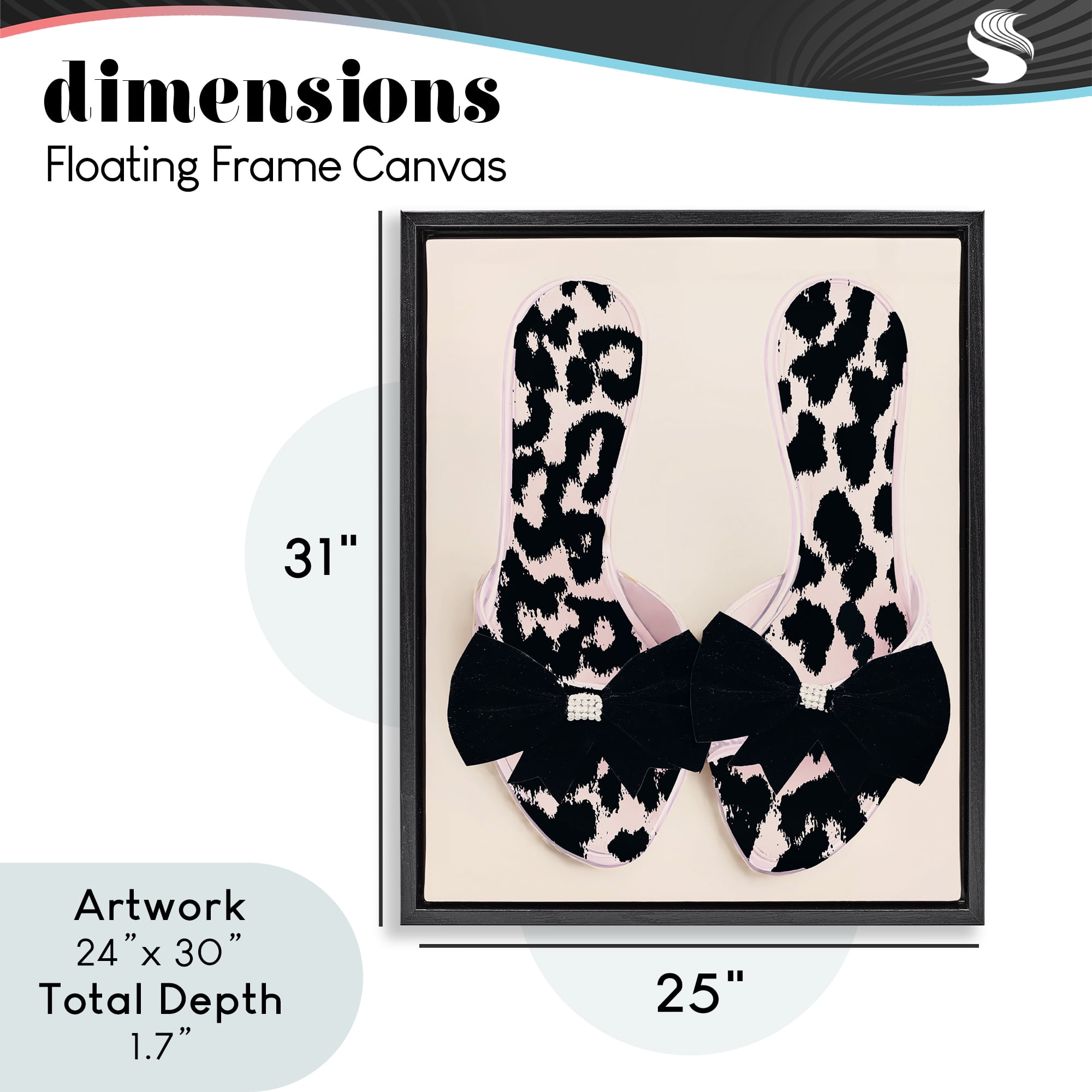 Cat Walk Spotted Shoes Black Framed Floater Canvas Wall Art, design by Annabelle Hall