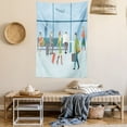 thumbnail image 2 of Airport Tapestry, Cartoon of People in Waiting Lounge View from Terminal with Landing Planes Print, Wall Hanging for Bedroom Living Room Dorm Decor, 40W X 60L Inches, Multicolor, by Ambesonne, 2 of 5