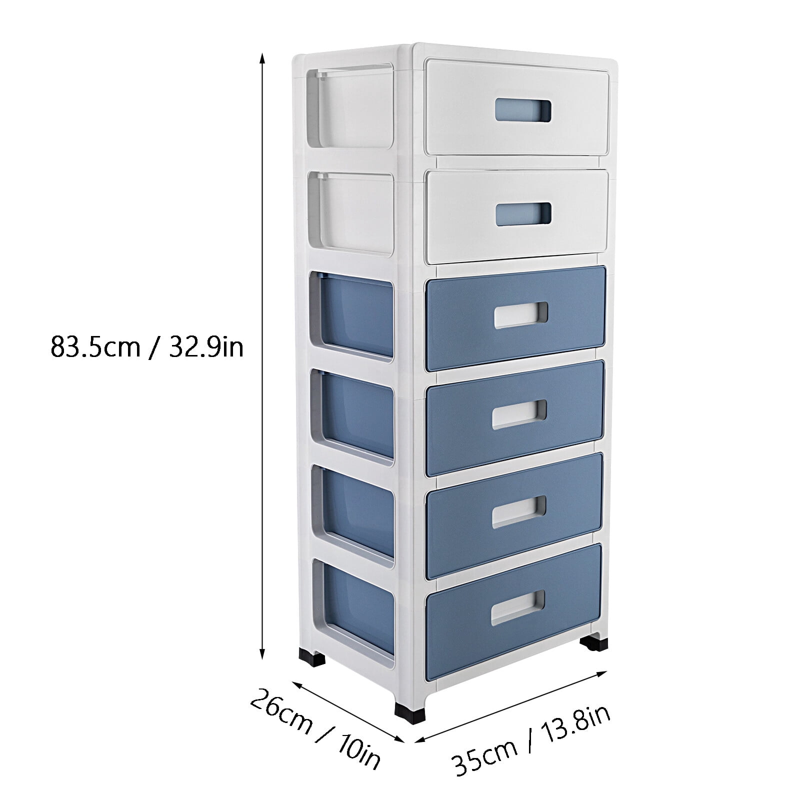 33in Blue White 6-Drawer Organizer, Household/Office Storage Cabinet Drawer Type  13.8*10*32.9in for Bedroom, Living Room, Study