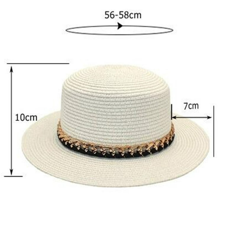 vbnergoie Summer Chain Flat Top Straw Hat Womens Outdoor Leisure