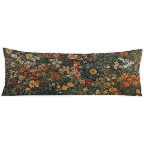 Vintage Moody Floral 20x54 Body Pillow Cover, Cottagecore Home Decor, Farmhouse Colorful Flower Botanical Decorative Long Body Pillow Cases for Bed Couch