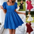 thumbnail image 2 of Summer women's square-neck, slim-fitting and fashionable short-sleeved dress, 2 of 10