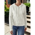 thumbnail image 4 of Females Cable Knit Sweaters Long Sleeve V Neck Sweater Tops Casual Pullover Shirts Fall Fashion Outfits White L, 4 of 7