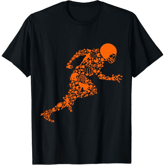 Cool Football Apparel & Gift Ideas Mens Black Football Graphic T-Shirt