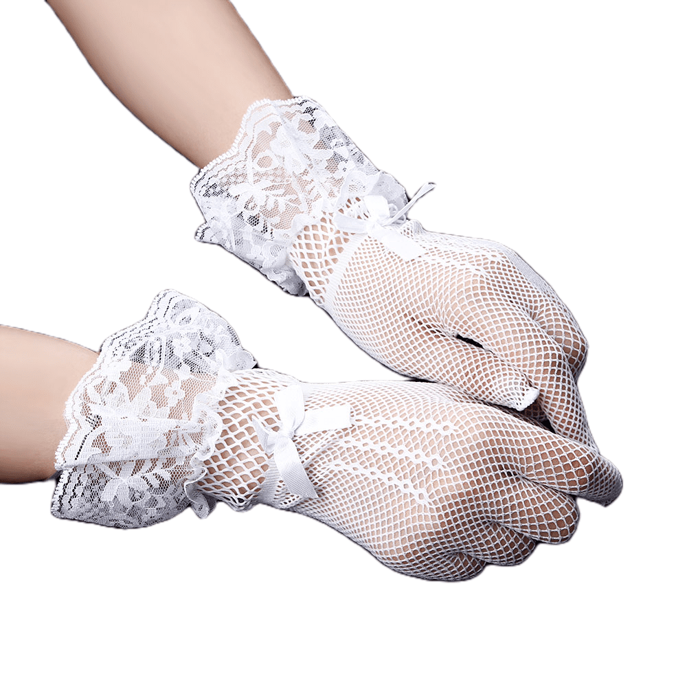 NIce Caps Girls Lace Trimmed Special Occasion Stretch Gloves 