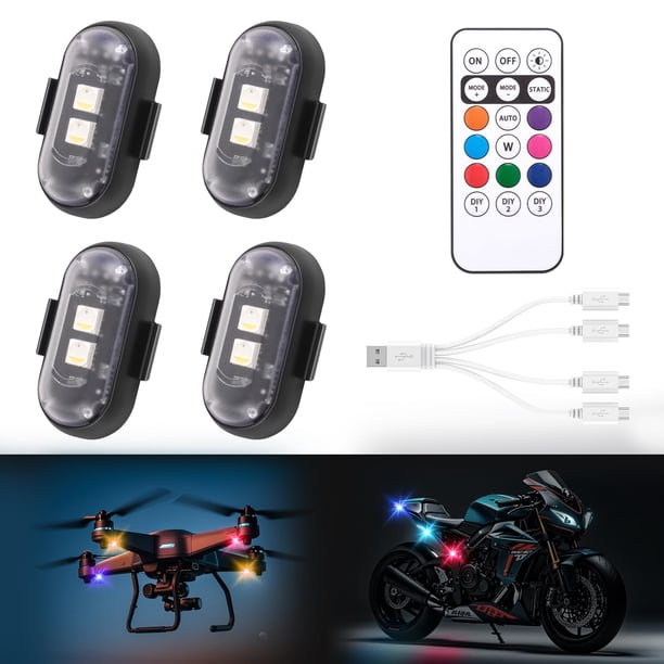 Luces estroboscópicas LED inalámbricas Asunder, 4 piezas con control remoto