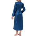 thumbnail image 3 of INSPIRE CHIC Womens Satin Robe Set 2 Pieces Nightgown Silky Soft Midi Camisole Sexy Pajama Sets Kimono Bridesmaid Robes L Blue, 3 of 6