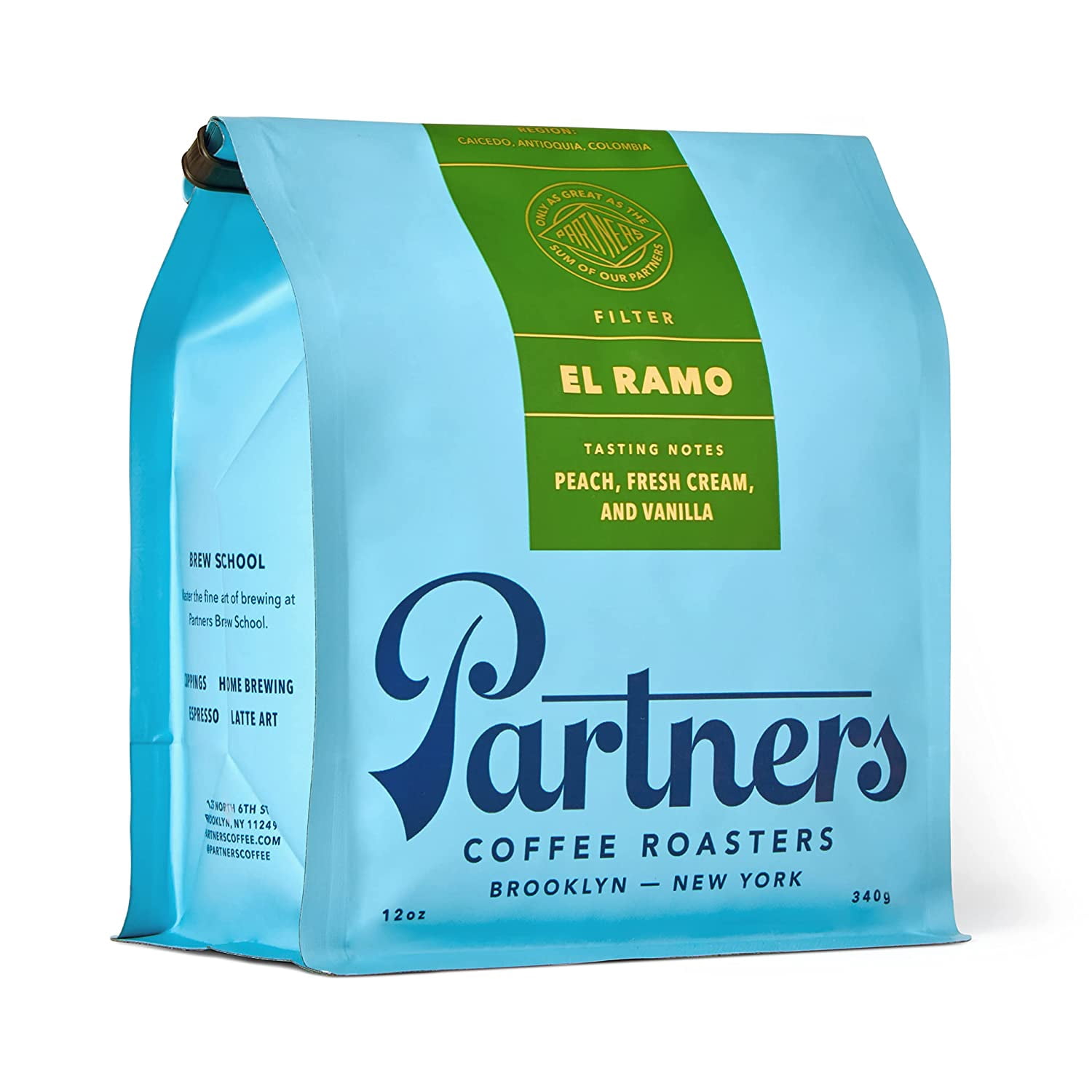 Partners Coffee, EL Ramo - 12 Ounce | Whole Bean Coffee | Light Roast | Moderate Acidity | Notes of Peach and Fresh Cream | Try Drip Coffee, Chemex, or Pourover Brew Methods.