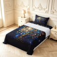 thumbnail image 5 of Homewish Watercolor Nature Tree Twin Sheets,Navy Stars Galaxy Bedding,3-Piece,1 Flat Sheet,1 Fitted Sheet and 1 Pillowcase, 5 of 6