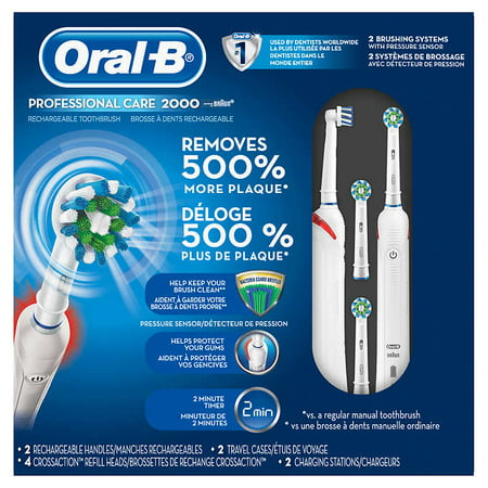 Oral B Professional Care 2000 Electric Rechargeable Toothbrush 2 Pack Walmart Canada