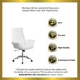 thumbnail image 5 of Merrick Lane Ergonomic Mid-Back Executive Office Chair in Contemporary White Faux Leather With Flared Arms And Adjustable Height, 5 of 14