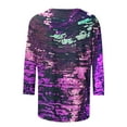 thumbnail image 4 of Womens Tops Plus Size 3/4 Sleeve Shirts Round Neck Loose Casual Blouse Sequins Print Trendy Tee Top, 4 of 5