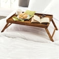 thumbnail image 3 of Home Basics Multi-Purpose Wooden Bed Tray With Carved Handles and Folding Legs, Pine (2 Pack), 3 of 7