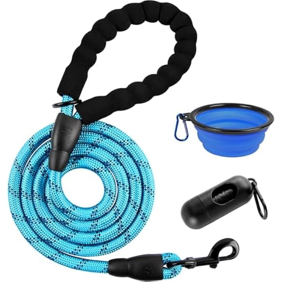 Eryueer Dog Leashes for Large Dogs Heavy Duty Dog Leash 4/5/6 FT with Comfortable Padded Handle and Highly Reflective Threads for Medium Large Dogs Walking Training Running (6FT-1/2'',Blue)