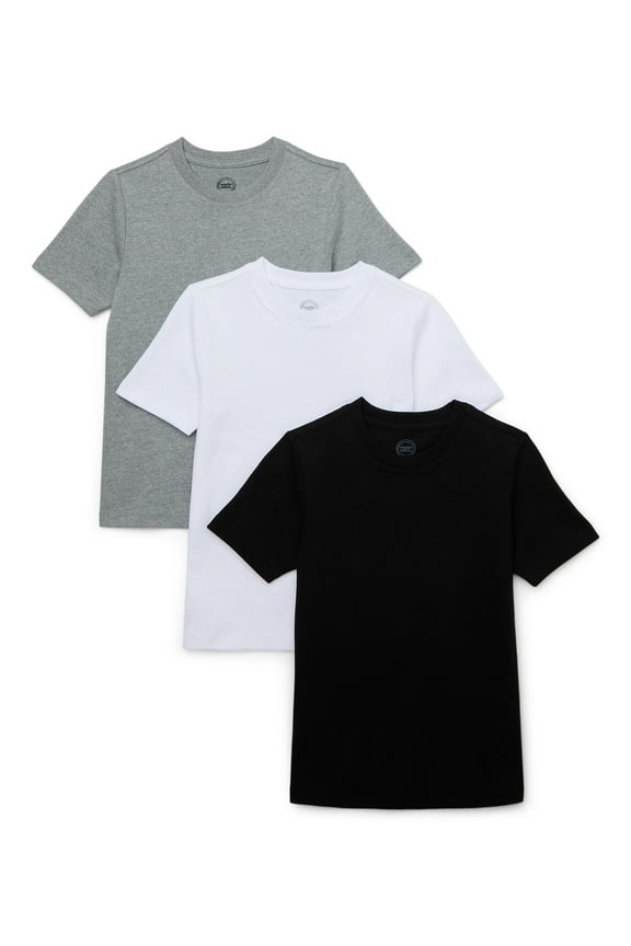Boys Short Sleeve Heavyweight Boxy T-Shirt, 3-Pack, Sizes 4-18 & Husky