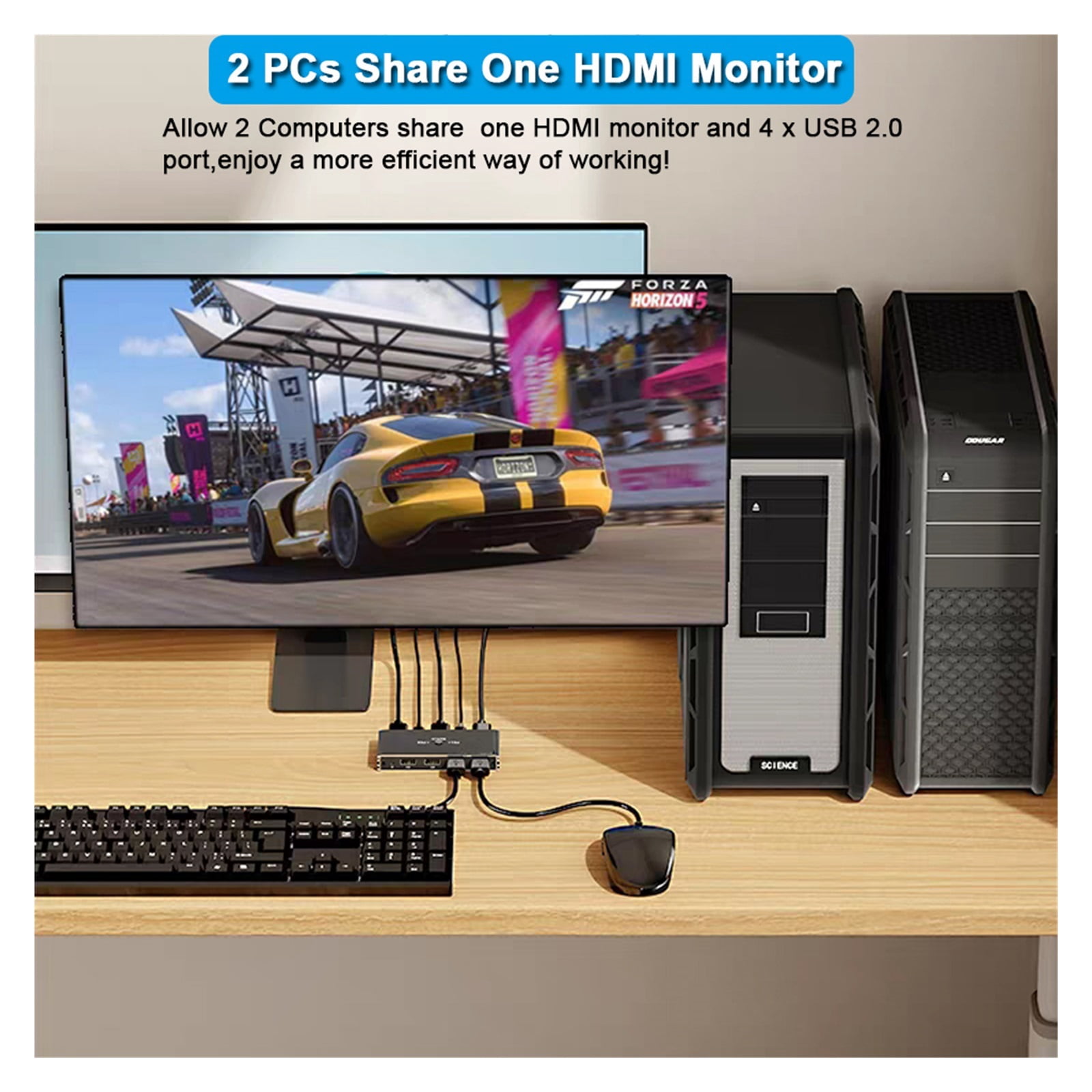 4K 60Hz 2K 120Hz KVM Switch 2 PC 1 Monitor, Ultra HD Video Hub with Remote