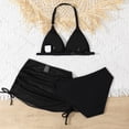 thumbnail image 4 of TOWED22 Girls Swimsuit 3 Piece Bathing Suits Summer Bikini Set Cover Up Skirt Floral Print Ruffle Swimwear for 5-12Y Black,6-7 Y, 4 of 7