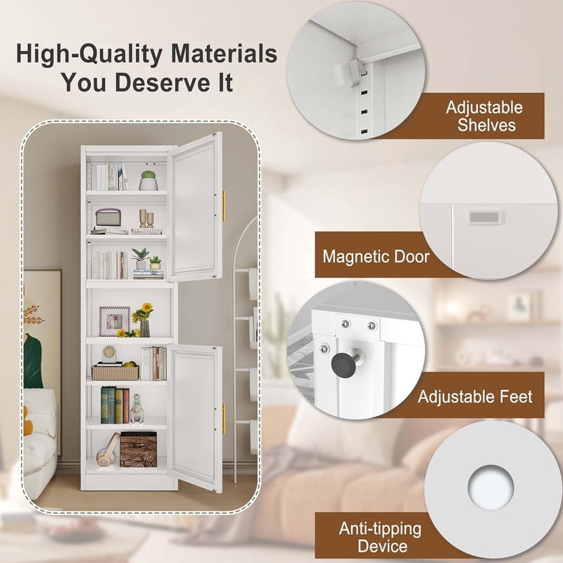 15.75"W Freestand Metal Tall and Thin Narrow Storage Cabinet for Kitchen Bathroom Living Room