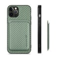 thumbnail image 4 of ELEHOLD for iPhone 11 Magnetic Wallet Case with Detachable Back Card Holder Fiber Texture Design Full Body Protective Slim Shockproof Case, green, 4 of 8