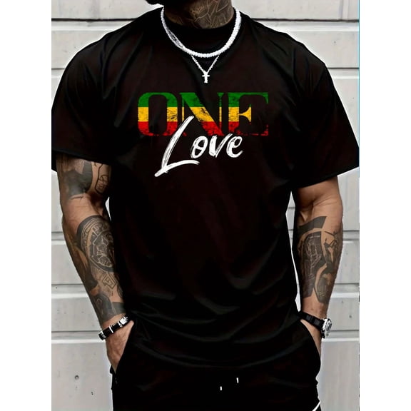 100% Cotton One Pride Love Reggae Roots Jamaica Reggae T-Shirt Round Neck Short Sleeve T-Shirt Women's Men's Graphic Tee Women's Men Graphic Tee