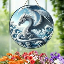 LHNFT Dragon Door Wreaths for Front Door Outside, Pterosaur Round Hanging Signs for Home Decor Holiday Porch Wall Farmhouse Indoor Outdoor Christmas Decorations