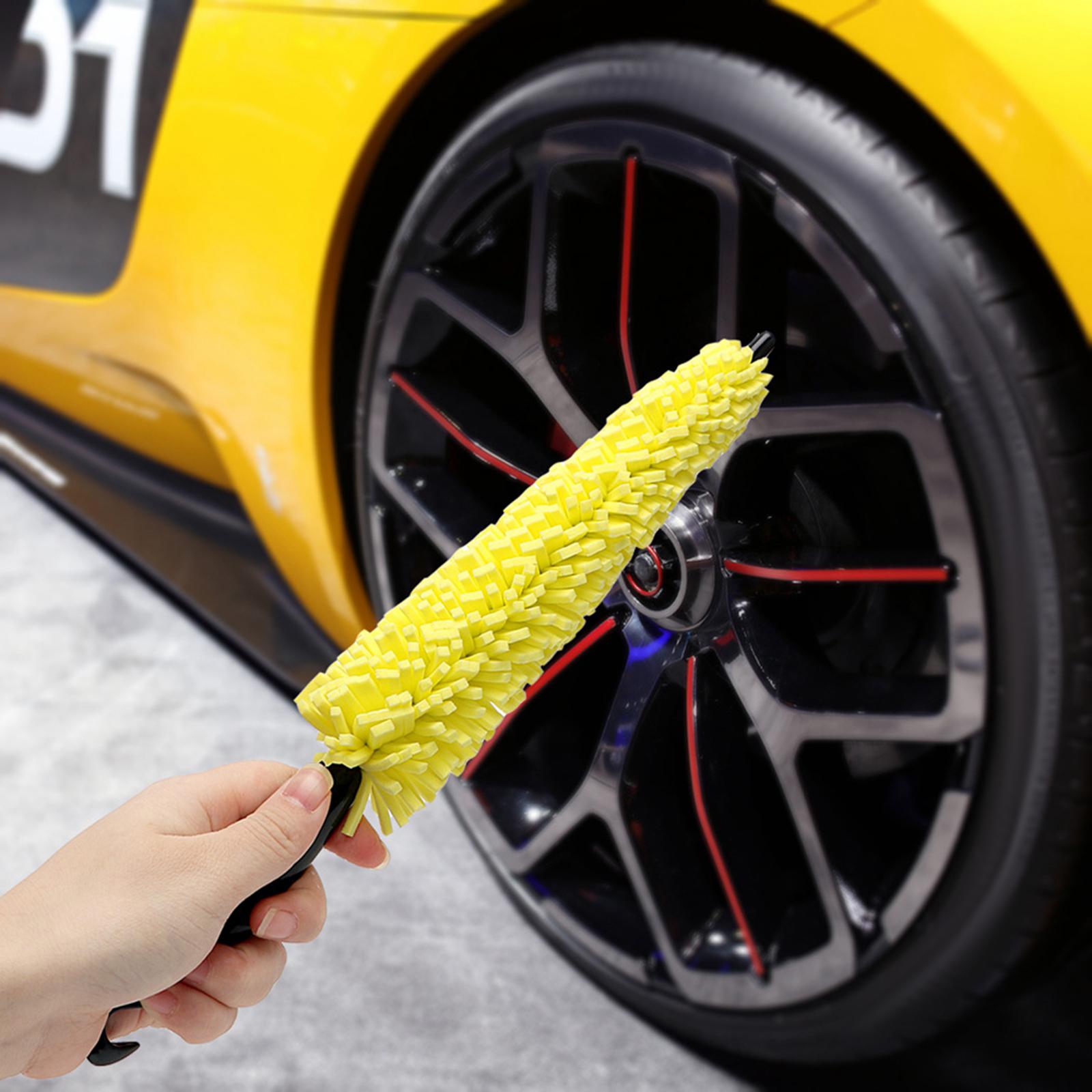 Tnarru Flexible Car Wheel Brush Wash Tool Reusable Portable Microfiber Soft Cleaning Brush for Spokes Door Vehicles Trucks Blue, Size: 27cmx5cm