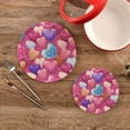 thumbnail image 2 of Coolnut Color Pattern Love Pot Holder Set of 2, Heat Resistant Round Cotton Hot Pads Table Mats Trivets for Hot Dishes/Pot/Bowl/Teapot/Hot Pot Holders, 7"+ 9", 2 of 6