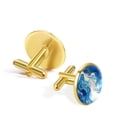 thumbnail image 3 of HemaKayy Cufflinks for Men, Classic Wedding Business Shirt Cuff Links Personalized Gifts Father Grandfather Dad Husband Boyfriend Tie Clip, Round - Gold - Unique Marble Texture, 3 of 7