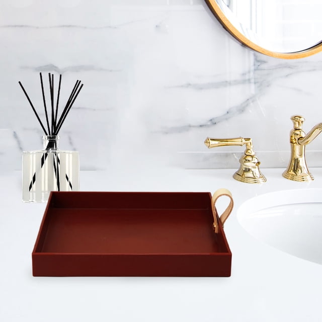 Bandeja para servir de 8x8 pulgadas con de material cuero Moderno Elegante Simple Creativo Resistente decorativo para cosméticos Misceláneas - rojo BLESIY Bandeja de servir