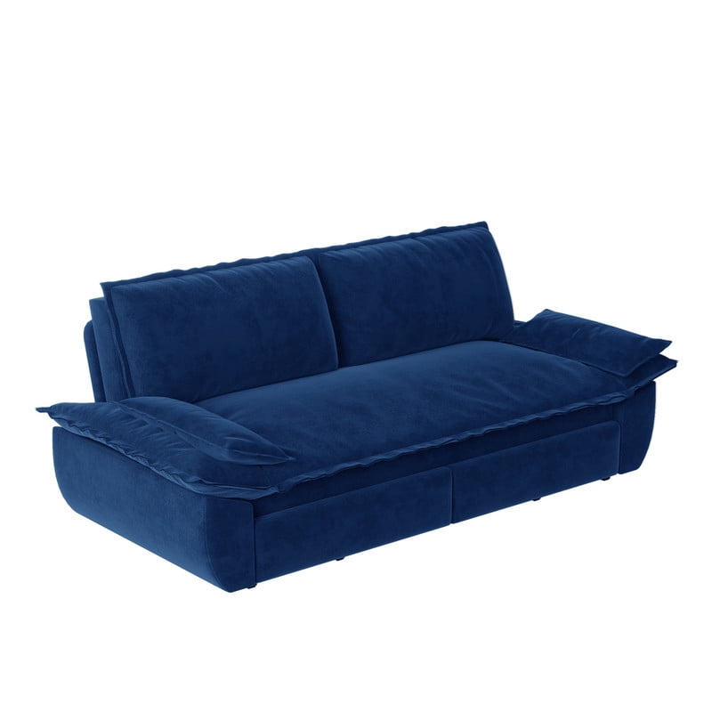 3-in-1 Velvet Convertible Sleeper Sofa, Queen Size Pull Out Chaise Sofa Bed, 73.2''W Deep Seat Loveseat Couch