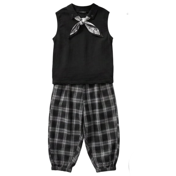 RMGVDSD Toddler And Little Boys Outfits Set Sleeveless Tank Tops And Loose Plaid Pants Lightweight Casual 2 Piece Outfit Kids Fashion Clothes 2-3 Years