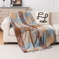 thumbnail image 2 of Bohemian Chenille Throw Blanket, Boho Jacquard Tassels Cover for Couch Bed, Decorative Sofa Slipcover Protector - Colorful Tribal Pattern (Vintage, 60 * 75 in), 2 of 9