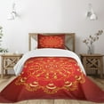 thumbnail image 3 of Ambesonne Mandala Quilted Bedspread Set 2 Pcs, Ottoman Art Ornament Hand, Twin Size, Yellow Red, 3 of 6