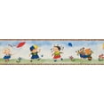 thumbnail image 2 of Cartoon Kids Playing Ball Balloon Kite Flower Wallpaper Border Retro Design, Roll 15' x 6", 2 of 3