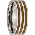thumbnail image 4 of Titanium Polished Brown Enamel Striped 8mm Flat Band (Size 10.5) Made In China tb200-10.5, 4 of 5