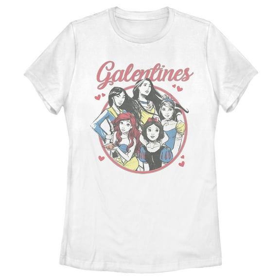 Women's Disney Princesses Realistic Galentine's Day Graphic Tee White X Large