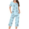 thumbnail image 2 of Jamicy Ensemble de Pyjama Doux pour Femme Ensemble de Pyjama pour Femme à la Mode Décontracté Ample Imprimé Col Rond à Boutons Pantacourt Ensemble de Pyjama Pyjama d'Halloween, 2 of 5