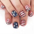 thumbnail image 1 of 4th of July Press on Nails Short Square Independence Day Fake Nails with Glitter, 1 of 5
