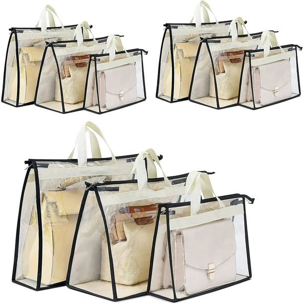 9 Pack Dust Bags for Handbags, Clear Handbag Storage Organizer for ...