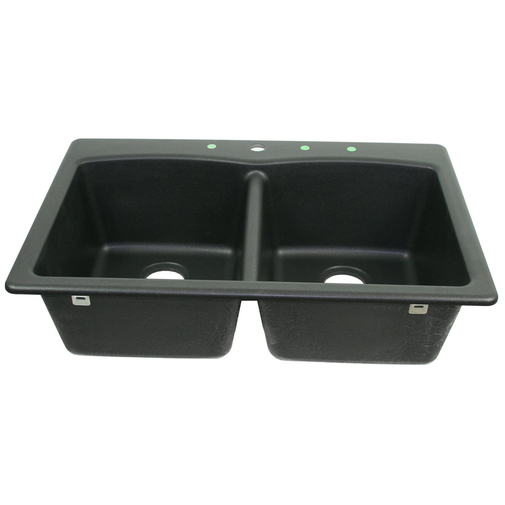 Fhp EDOX332291 33" X 22" X 9" Onyx Double Bowl Granite Kitchen Sink