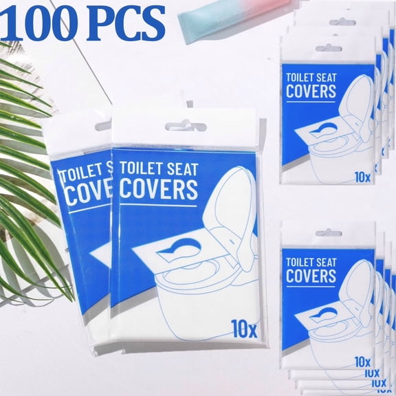 Disposable Toilet Seat Cover Paper Flushable (100 Pack) - XL for Adults and Kids Potty Training, 100% Biodegradable Travel Supplies Essentials for Public Restrooms, Airplane, Camping, Festivals