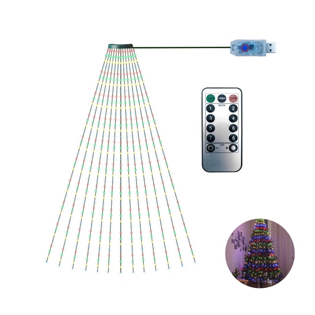 Luces decorativas para árbol de Navidad, guirnalda de luces para jardín, cascadas, fiestas, camping, luces LED de agua